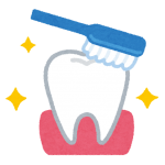 歯ブラシと綺麗な歯のイラスト