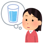 喉が渇いた人のイラスト（女性）