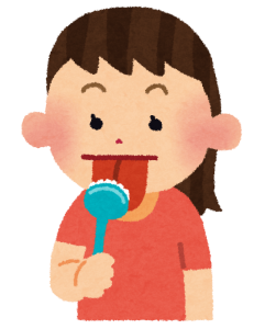 舌ブラシを使っている女性のイラスト